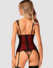 фото Комплект Obsessive Denissa corset Красно-черный фото вид сзади